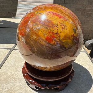 Huge super high quality petrified wood sphere from Madagascar 🇲🇬